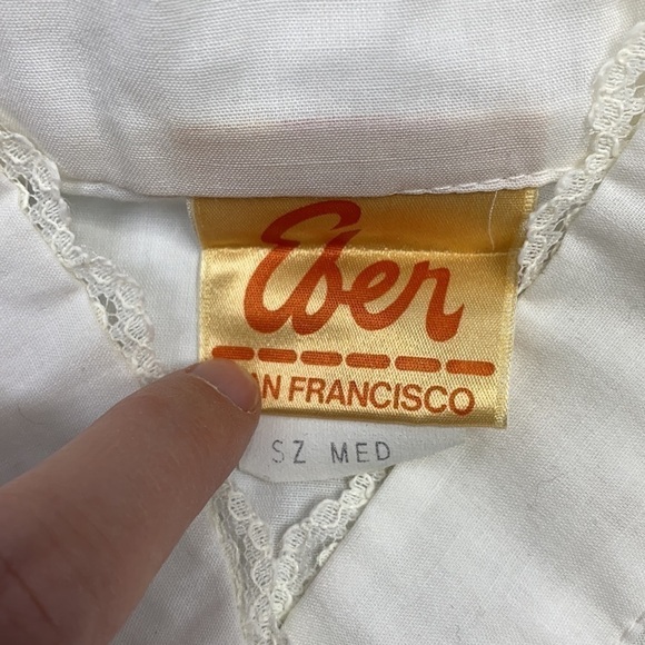 Eber San Fransisco White Vintage Long Sleeve Blouse Size Medium - Picture 4 of 6